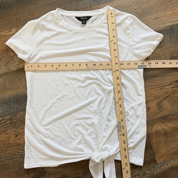 Simply vera Normcore Solid tie knot white tee oversize small minimalist white ts - Picture 3 of 5